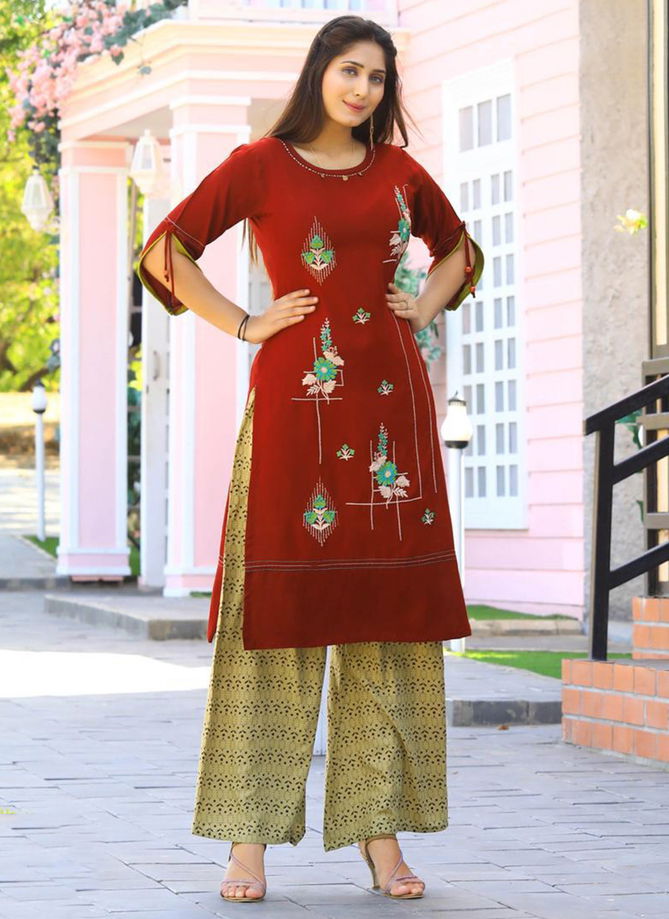 Fashion Girl Vol 2 Rayon Designer Embroidered Party wear Plazzo Kurti Collection 2001-2010